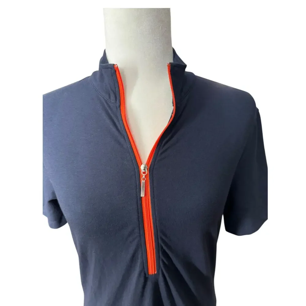 Anatomie Women's Navy Dress with Orange Zipper